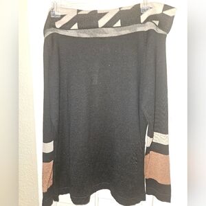 Black and Tan Women's Off The Shoulder Sweater